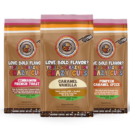 Crazy Cups Crazy Cups DECAF Ground VP -Cinn FT, Car Van, Pmp Sp-, PK3 WM-CC-D-G-Variety-3B